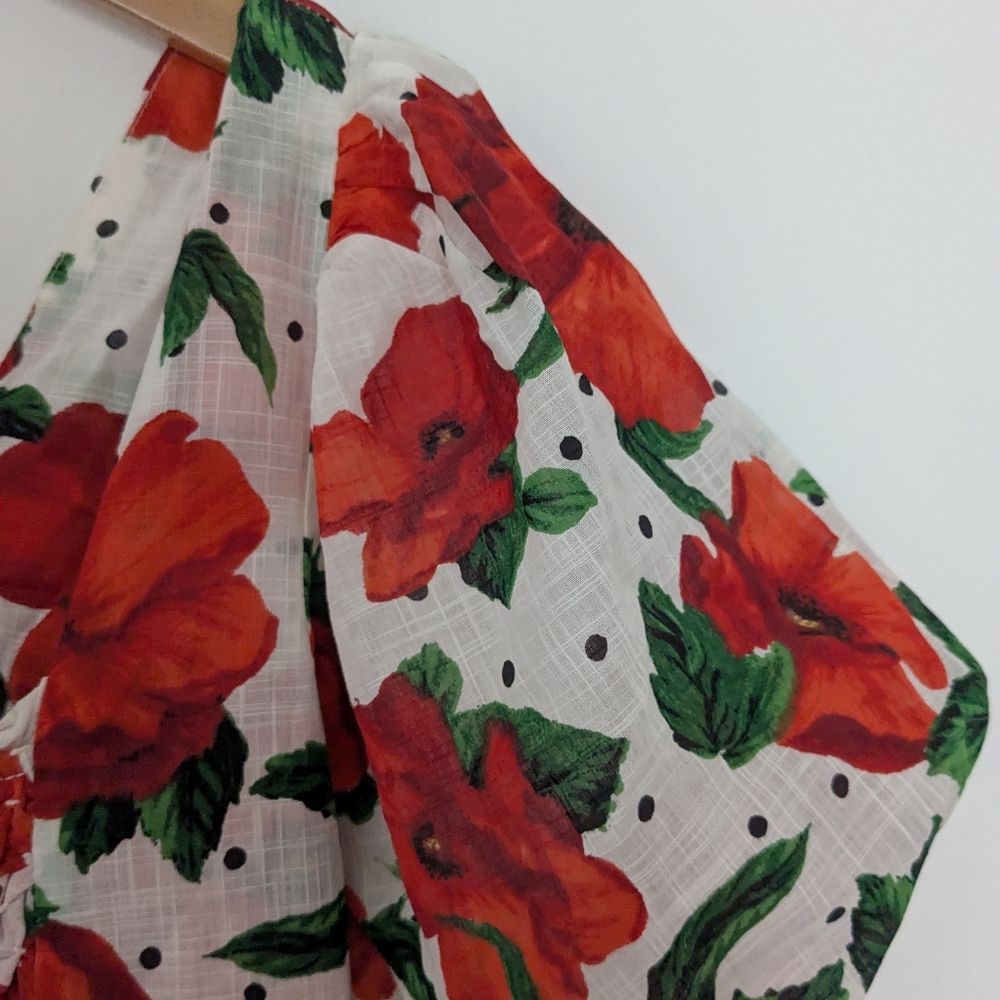 NWT Anthropologie Floral Square Neck Babydoll Dress Puff Sleeve - Picture 8 of 10
